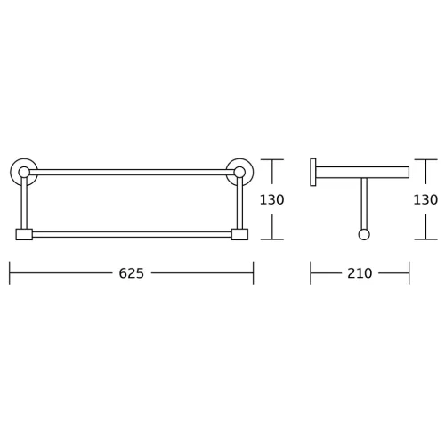 AQUALINE SAMBA fix törölközőtartó polc, 630x210mm, fekete (SB214)