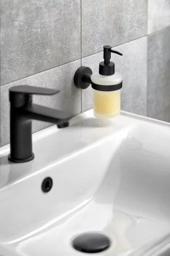 AQUALINE SAMBA szappanadagoló, tejüveg/fekete (SB219)