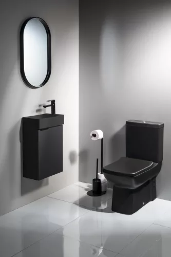 AQUALINE SAMBA WC-kefetartó állvány WC-papírtartóval, fekete (SB236)