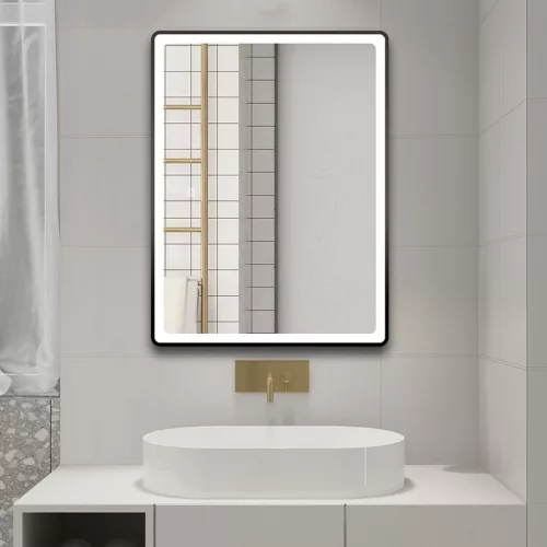 AQUALINE SWIDA LED tükör, 60x80cm, szenzoros, dimmelhető, matt fekete (SW060)