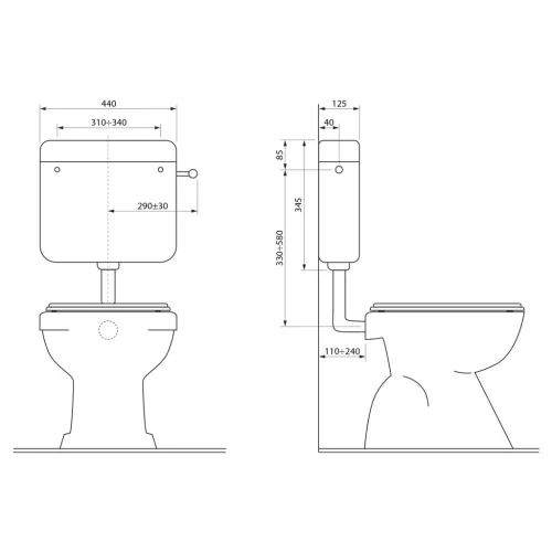 Aqualine WC-tartály DUAL leeresztővel, 4-8L