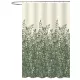 AQUALINE zuhanyfüggöny, 180x200cm, polyester, zöld növényes (ZP012)