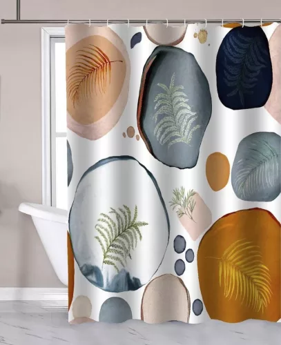 AQUALINE zuhanyfüggöny, 180x180cm, növénymintás (ZP014)