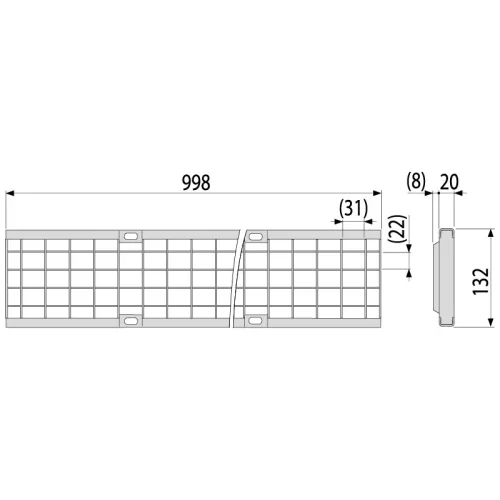Kültéri folyóka 100 mm műanyag peremmel és horganyzott ráccsal B125