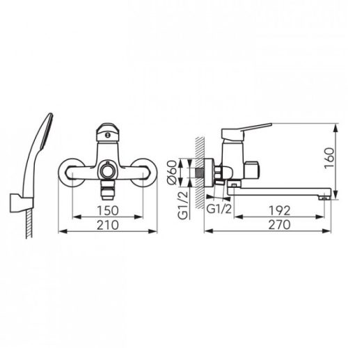 Ferro Isso KMT csaptelep zuhanyszettel króm 19 cm BIS33A