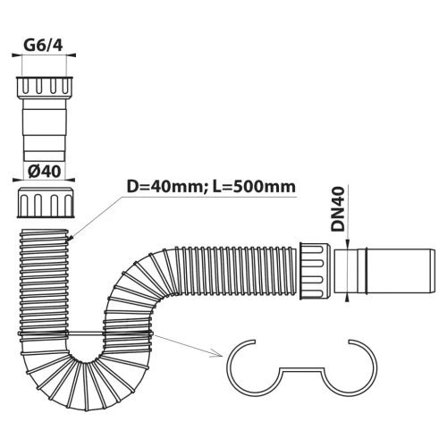 Bruckner FLEXY fexibilis bekötőcső, 1'1/2, 40mm,