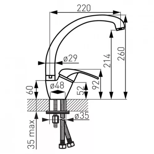 Ferro Vasto felsőíves mosogató csaptelep króm BVA4A