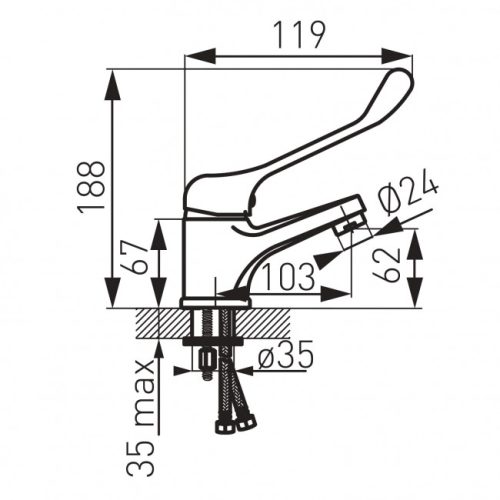 Ferro Vasto Medico automata álló orvosi mosdó csaptelep BVAM2