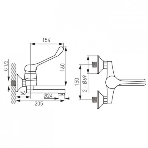 Ferro Vasto Medico fali orvosi mosdó csaptelep BVAM3