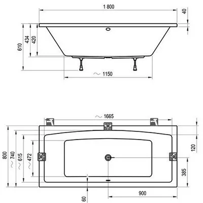 Ravak Formy 02 egyenes kád 180x80 cm akril C891000000