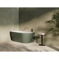   Ravak Freedom Corner II Tec 175x86 bal, akrilkád, Grey Green/fehér, fehér/fekete/króm lefolyó