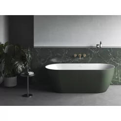   Ravak Freedom O Tec 170x77 akrilkád, Grey Green/fehér szabadonálló, fehér/fekete/króm lefolyó