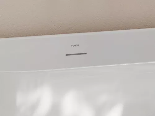 Ravak Freedom O Tec 170x77 akrilkád, Fehér / Rózsaszín szabadonálló, fehér/fekete/króm lefolyó