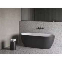   Ravak Freedom O Tec 170x77 akrilkád, Fekete / Fehér szabadonálló, Fekete / Fehér / Króm lefolyó