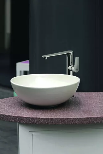 Invena DOKOS mosdókagyló kerek asztali,40 cm fényes fehér (CE-19-011-C)
