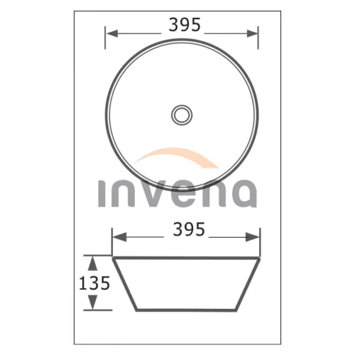 Invena DOKOS mosdókagyló kerek asztali,40 cm fényes fehér (CE-19-011-C)