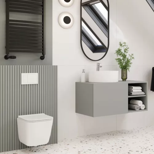 Invena PAROS CE-90-001-W perem nélküli fali WC csésze, szögletes, fehér (CE-90-001-W)