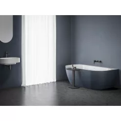   Ravak Freedom Wall Tec 170x87, akrilkád, Kék / Fehér, fehér/fekete/króm lefolyó
