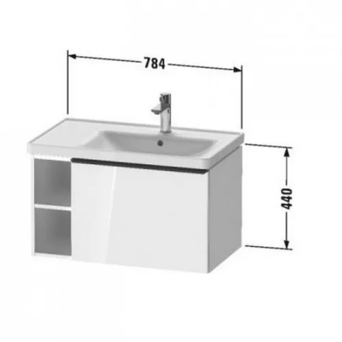 Duravit D-Neo alsószekrény 1 fiók polc balra 784x452 basalt DE425704343