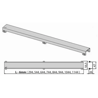 Alcaplast DESIGN tömör zuhanyfolyókarács rozsdamentes fényes 1150 mm (DESIGN-1150LN)