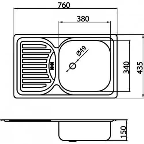 Ferro rozsdamentes mosogató DR43/76.H (DR43-76-H)
