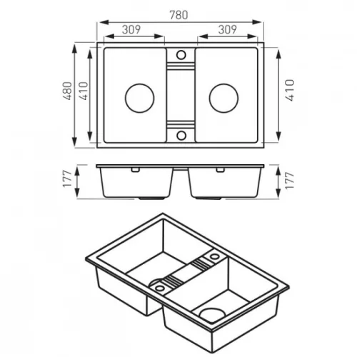 Ferro Mezzo mosogató DRGM2/48/78BA grafit (DRGM2-48-78BA)
