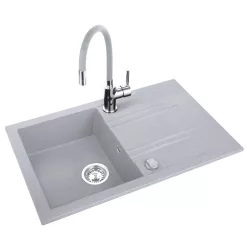   Ferro mezzo ii 1-medencés csepptálcás gránit mosogató csapteleppel (DRGM48/78GA-SET1-PL)