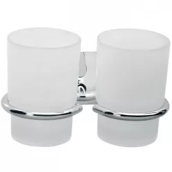   Ferro Cascata dupla fogmosópohár és tartó szatén króm (E04)