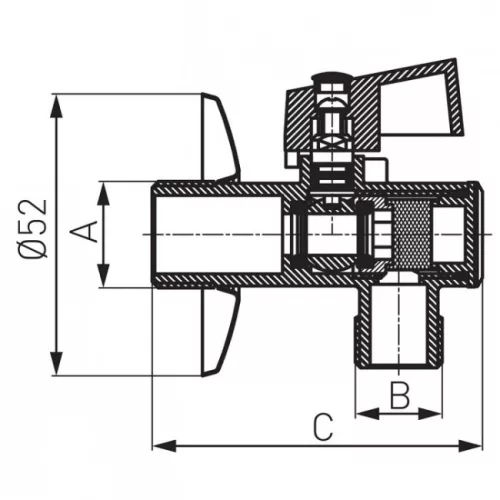 Ferro Z1212KF 63 mm sarokszelep szűrővel alu kezelőkarral G1/2 G1/2 (EZ1212KF)