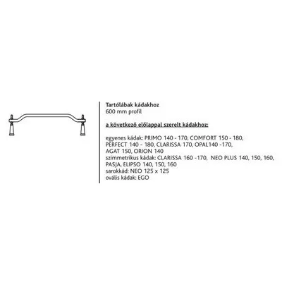Kolo SN7 univerzális kádláb 60 cm (FKSN7)