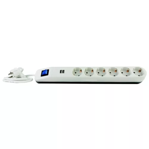 Asztali elosztó "ICE" 6-os kapcsolós + 2USB bl 1,4m 3x1.5 0014648103