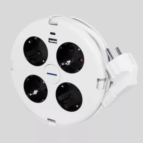 Asztali elosztó "PowerDisc" 4-es kapcsolós, 1.4m, 2db USB-vel 0015428109