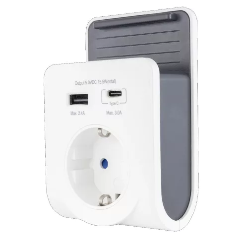 Földelt köztes csatl. aljzat 2xUSB (A-C) töltővel és mobiltartóval 0020770112
