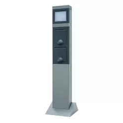   Kerti energiaoszlop 2 dugaljjal + lámpával SteelCraft, ezüst 0087750712