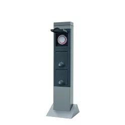   Kerti energiaoszlop 2 dugaljjal + időkapcsolóval, SteelCraft ezüst 0087770712