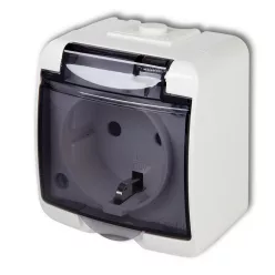  Aquastar földelt csf. dugaszolóaljzat, 1-es, átlátszó IP54 22111