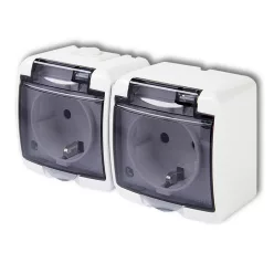   Aquastar földelt csf. dugaszolóaljzat, 2-es, átlátszó IP54 22121
