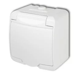   Aquastar földelt csf. dugaszolóaljzat, 1-es, fehér IP54 22141