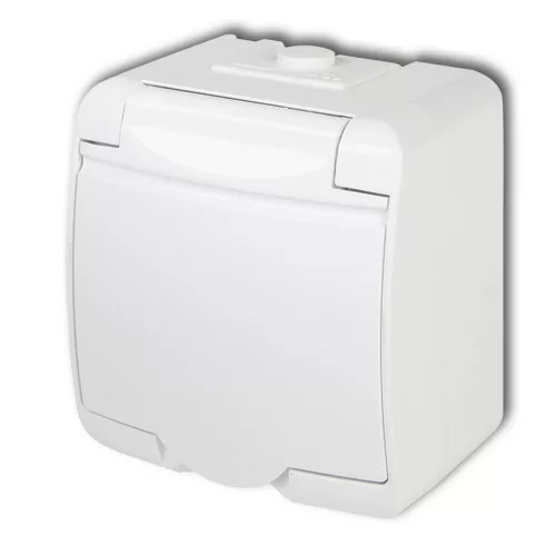 Aquastar földelt csf. dugaszolóaljzat, 1-es, fehér IP54 22141