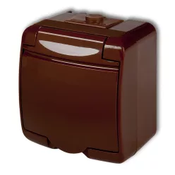   Aquastar földelt csf. dugaszolóaljzat, 1-es, barna IP54 22141B