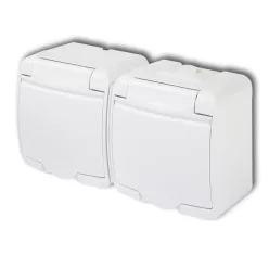   Aquastar földelt csf. dugaszolóaljzat, 2-es, fehér IP54 22151
