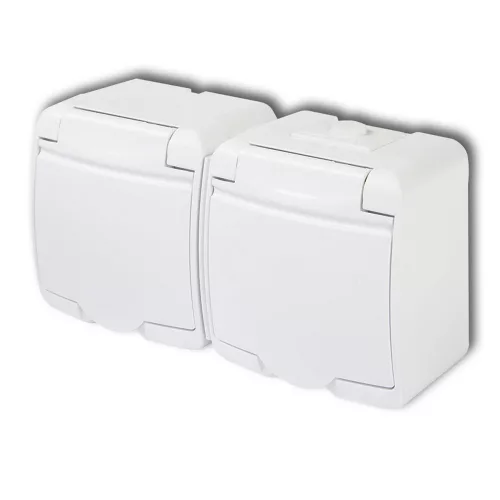 Aquastar földelt csf. dugaszolóaljzat, 2-es, fehér IP54 22151