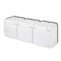   Aquastar földelt csf. dugaszolóaljzat, 3-as, fehér IP54 22161