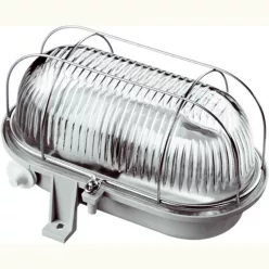 Hajólámpa, E27, ovális fémrácsos 100W, szürke 6910H