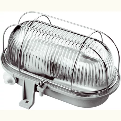 Hajólámpa, E27, ovális fémrácsos 100W, szürke 6910H