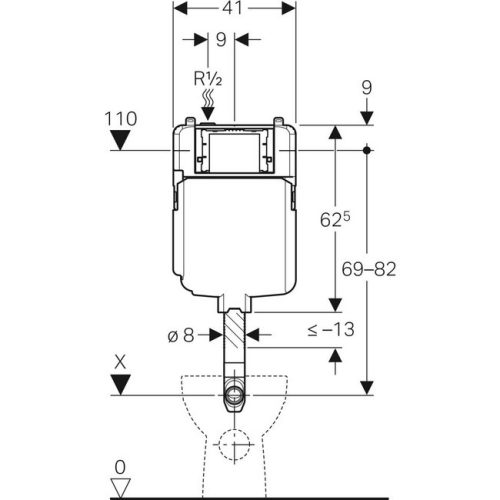 Geberit falsík alatti WC tartály keskeny kivitel 8cm GE-109.791.00.1