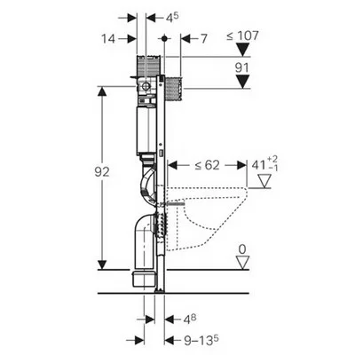 Geberit Duofix szerelőelem fali WC részére Omega öblítőtartállyal 98 cm GE-111.030.00.1