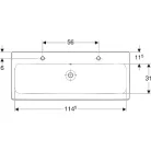 Geberit iCon beépíthető mosdó 120x48.5 cm két csaplyukkal túlfolyóval 124020000