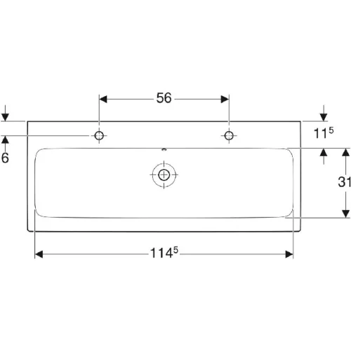 Geberit iCon beépíthető mosdó 120x48.5 cm két csaplyukkal túlfolyóval 124020000