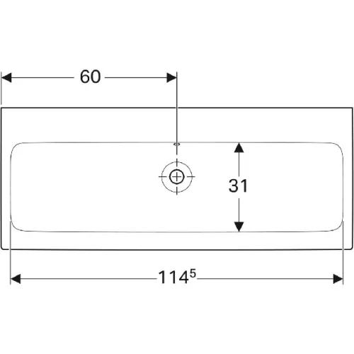 Geberit iCon beépíthető mosdó 120x48.5 cm csaplyuk nélkül túlfolyóval 124025000